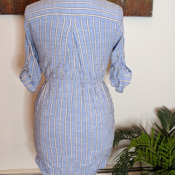 Japna Blue Cotton Striped Shirt Dress Lg - Picture 6 of 6